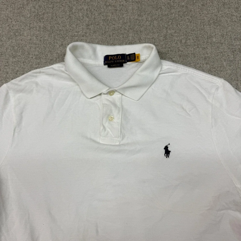 Polo Ralph Lauren Polo Shirt XL White Classic Fit Cotton Short Sleeve Pony Logo